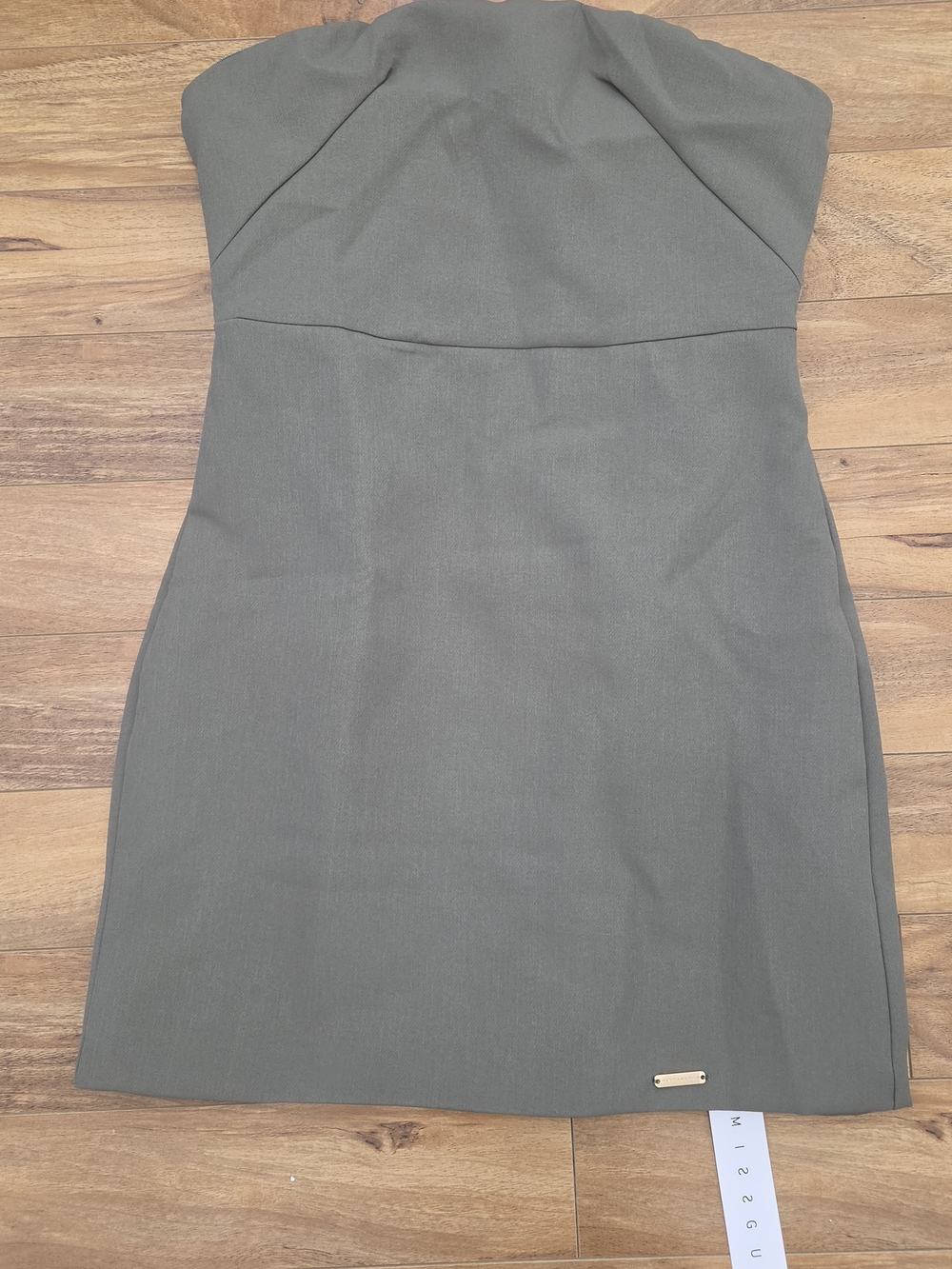 Missguided Strapless Olive-Taupe Sheath Dress Size Small